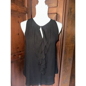 Zara Trafaluc Black Ruffle Sleeveless Women's Tank Top Shirt Blouse Size Small‎